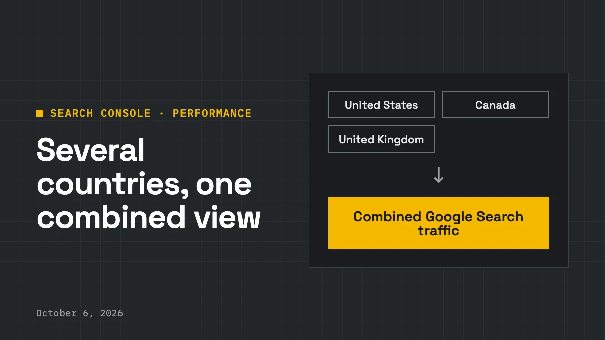Three countries selected together in the Search Console country filter add up to one combined traffic view