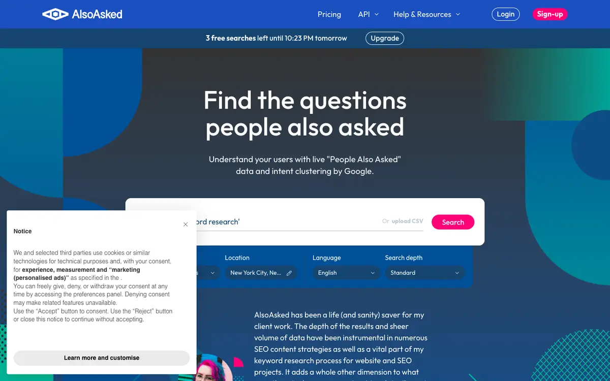 AlsoAsked home page