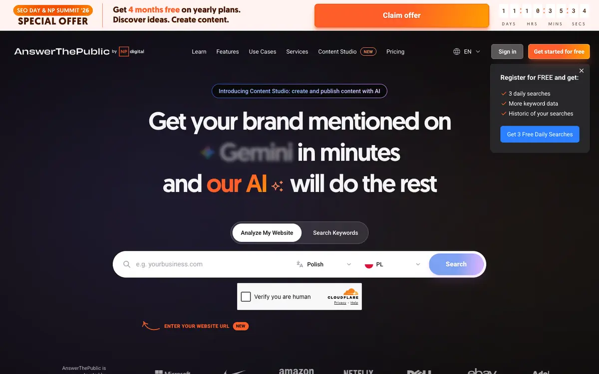 AnswerThePublic home page