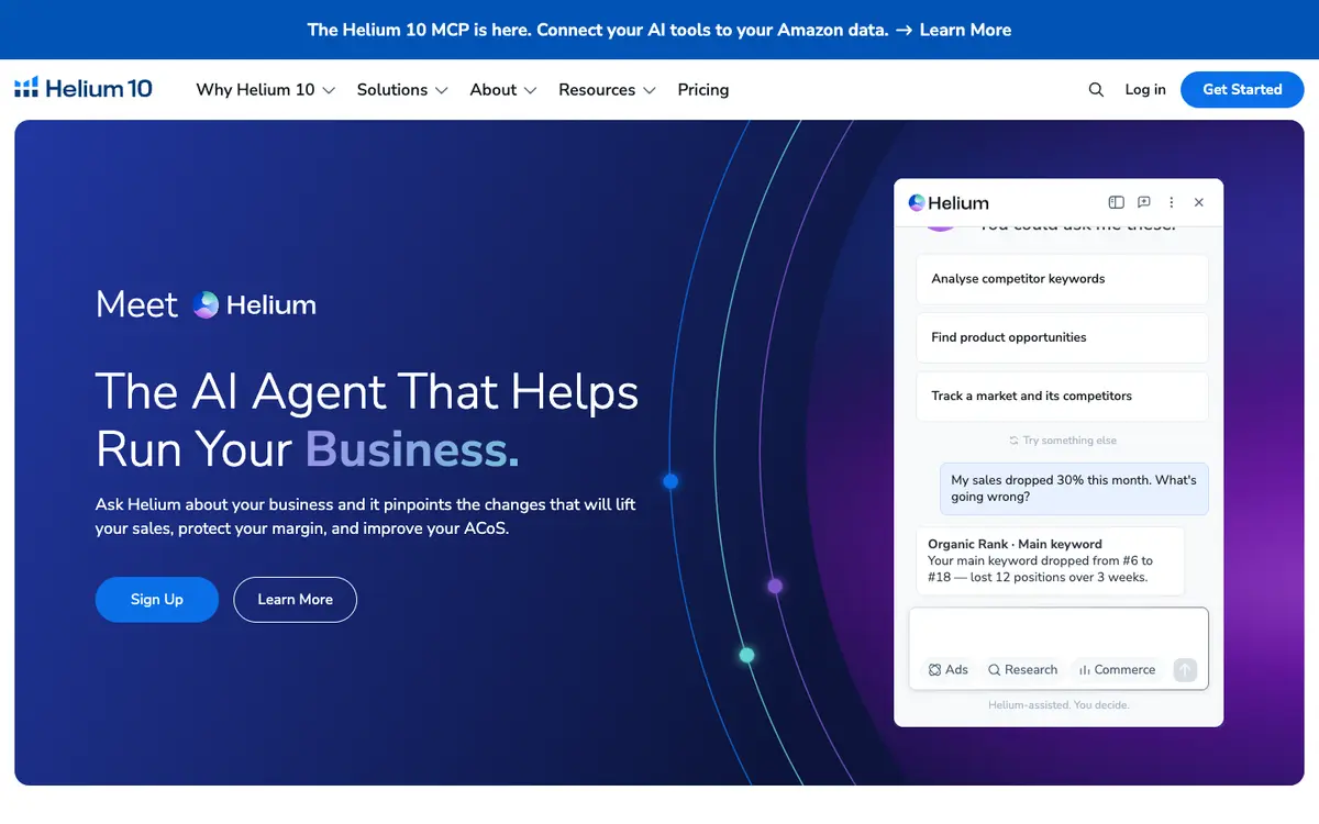 Helium 10 home page