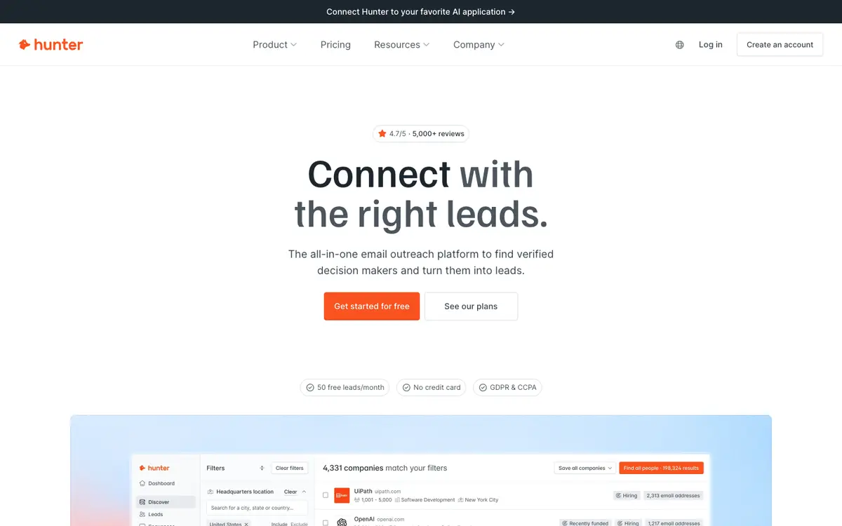Hunter home page