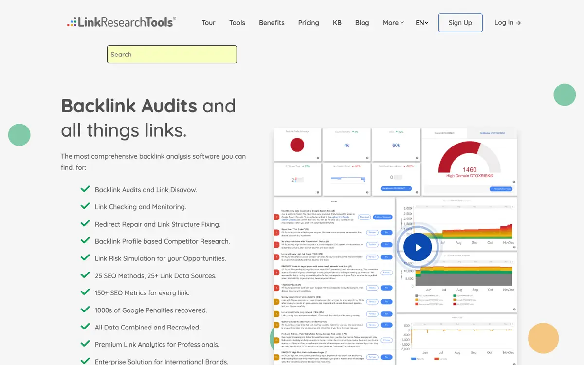LinkResearchTools (LRT) home page