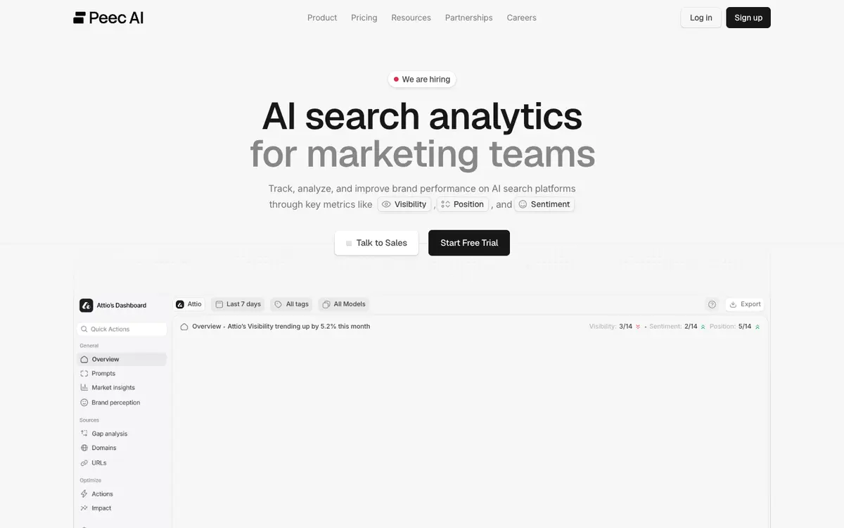 Peec AI home page