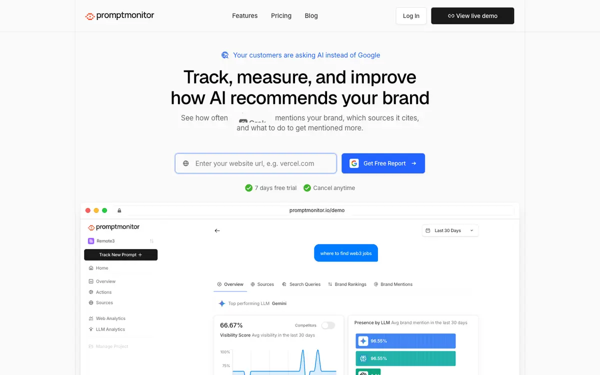 Promptmonitor home page