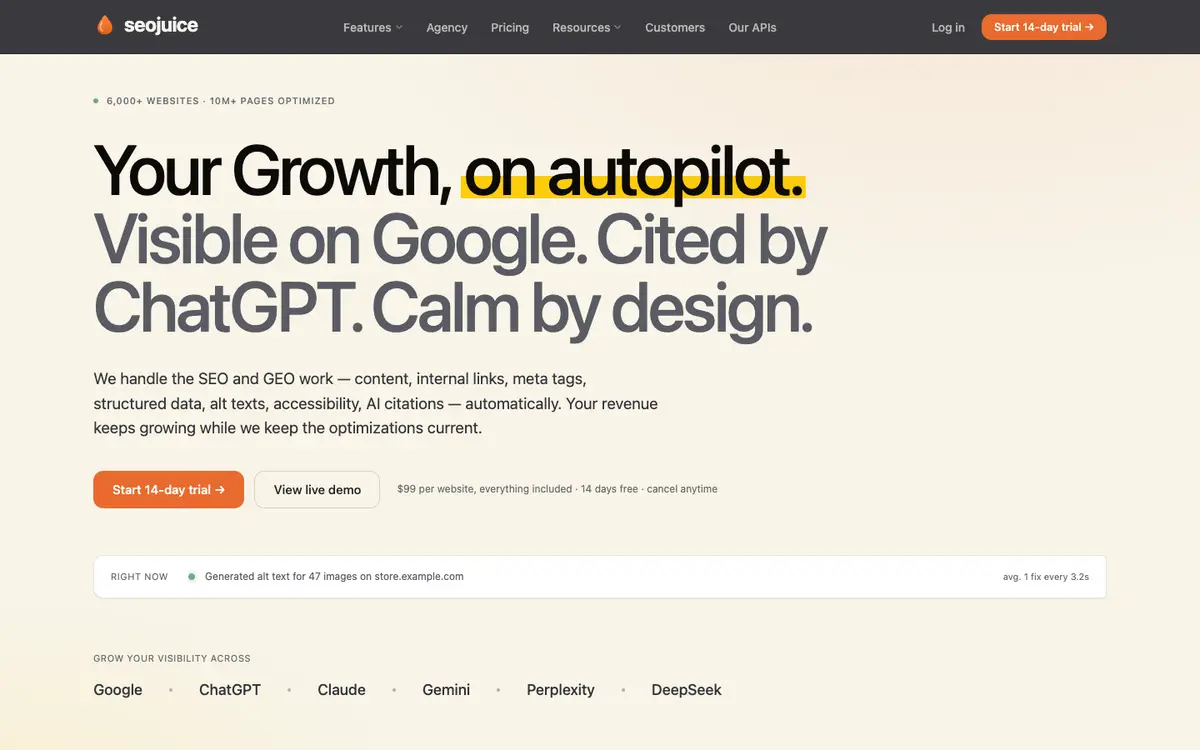 SEOJuice home page
