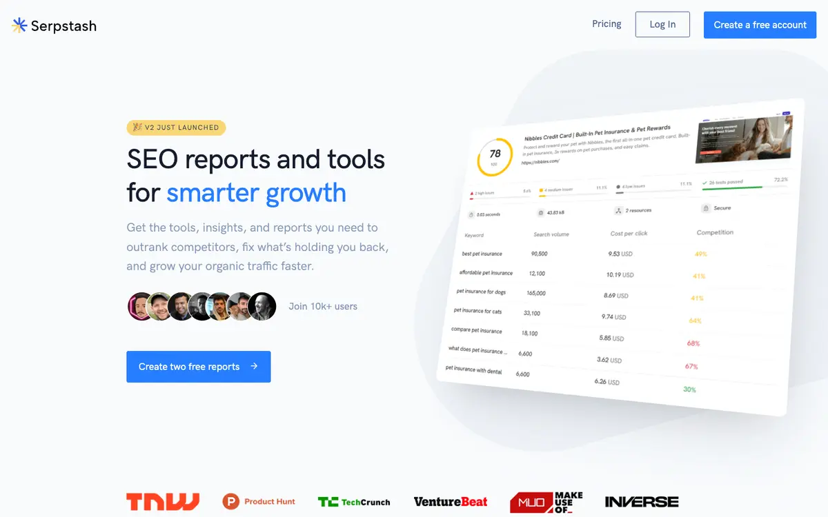 Serpstash home page