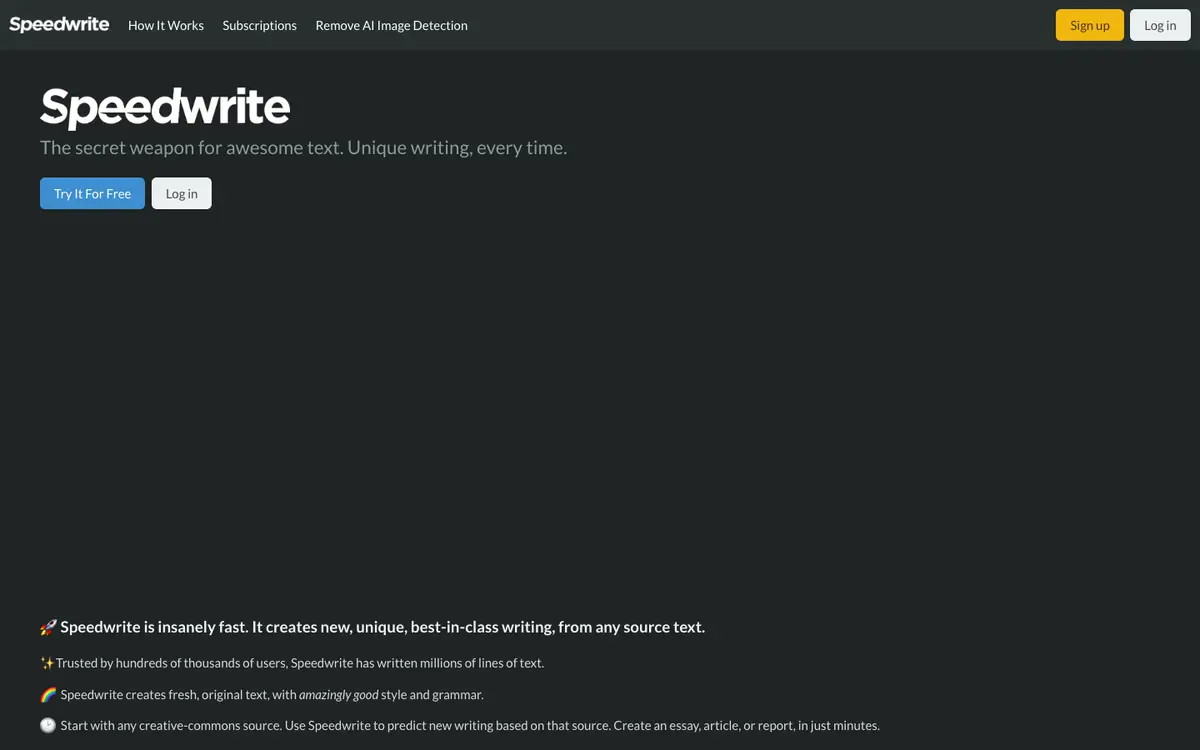 Speedwrite home page