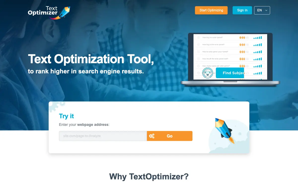 TextOptimizer home page