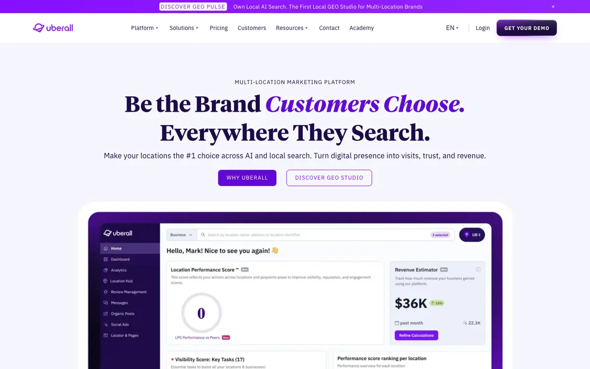 Uberall home page